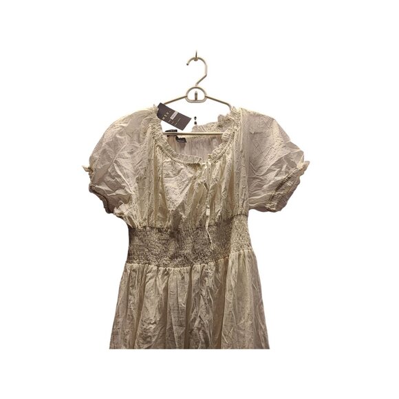 ETC Lazy Daisy Women's Bohemian White Eyelet Cotton Tiered Dress US/L NWT - Picture 2 of 11